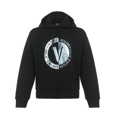 【自营】Versace Jeans Couture范思哲男士潮流烫银LOGO连帽卫衣