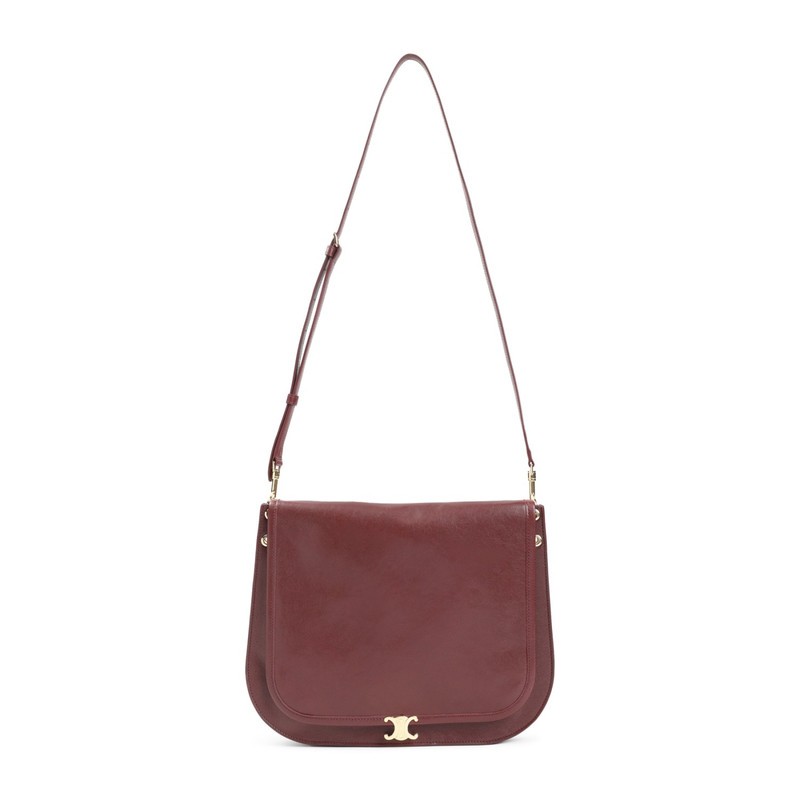 CELINE 思琳女士酒红中号besace 真皮单肩包26早春新款意大利代购