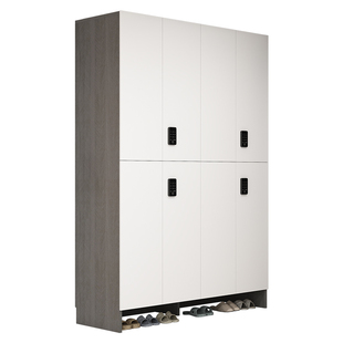 带锁鞋柜家用门口楼道密码锁门外储物柜过道电梯口走廊实木定制柜