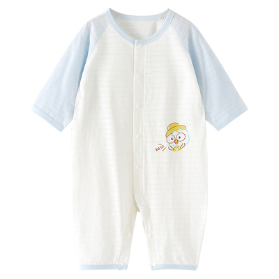 拉夏贝尔纯棉透气夏季长袖连体衣