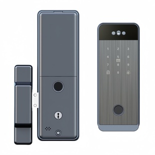 新加坡马来西亚铁栏门涂鸦智能锁双面指纹锁内外门可联动电子门锁