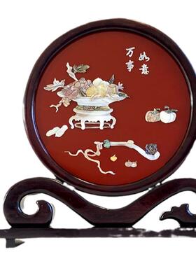 扬州漆器螺钿镶嵌台屏居家装饰品漆器礼品送外国友人公司礼品