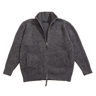 BlessedFolks秋冬新款双头拉链立领休闲宽松针织开衫毛衣男