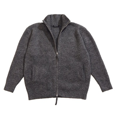 BlessedFolks秋冬新款双头拉链立领休闲宽松针织开衫毛衣男