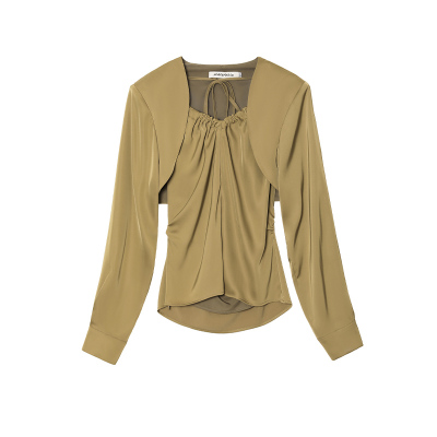 paperlll辛间小众缎面抽绳长袖