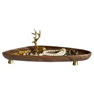 首饰托盘挂钩北欧桌面首饰架耳环项链戒指梳妆台收拾木质珠宝整理