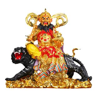 树脂五路财神赵公明骑虎像武财神摆件招财五路财神佛像大号金色