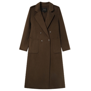 白鹿语100%绵羊毛外套24秋冬新款时尚大翻领双排扣女式双面呢大衣