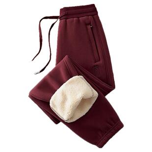 2025冬季新款超厚显瘦束脚裤保暖羊羔绒卫裤女加绒加厚运动裤外穿