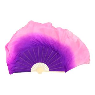 安徽花鼓灯舞蹈扇紫粉渐变真丝长绸扇扇骨风韵古典舞小花戏秧歌扇