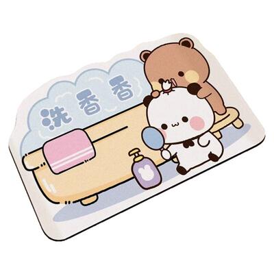 一二布布卡通浴室硅藻泥吸水地垫防滑速干加厚卫生间门口脚垫耐磨