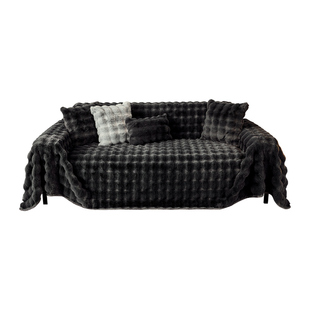 2026秋冬季新款兔兔绒沙发盖布巾加厚毛绒毯子全盖套罩沙发坐垫子