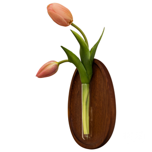 【掬涵】中式实木壁挂花器墙上装饰创意水培花瓶禅意民宿壁饰摆件