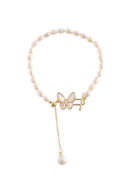 女淡水珍珠母贝蝴蝶设计手链