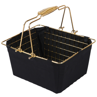 兢木新品上市超市金属中号购物篮镀金色化妆品店铁艺手提篮直销