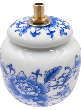 【青花陶瓷油灯】国风款 煤油香油酥油酒精煮茶 照明长明供灯摆件