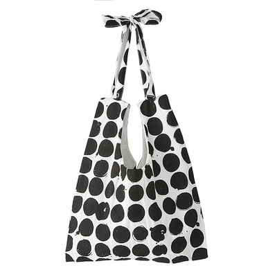 小众女波点大容量ins单肩帆布包