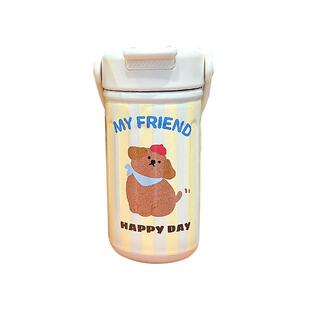 卡通吸管保温杯儿童学生带手提上学专用高颜值小巧便携户外随行杯