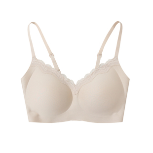 和美如感系列无痕蕾丝背心式细吊带文胸薄款固定杯裸感无钢圈内衣