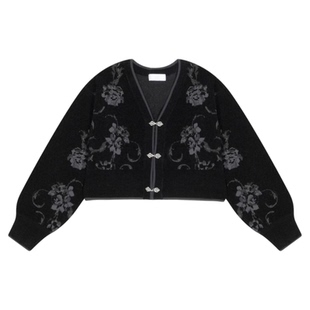 HARE毛衣女2025冬季新款新中式显贵气质短款针织衫495466