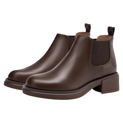 接吻猫简约粗跟切尔西靴