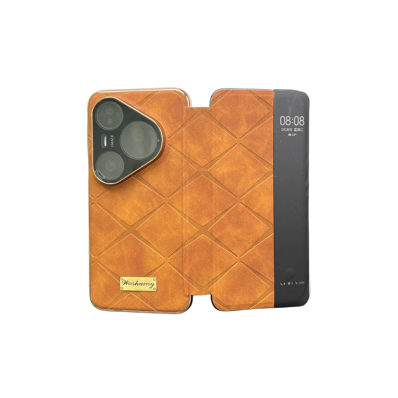 适用华为p80pro+羊巴皮翻盖皮套