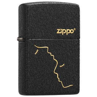 zippo煤油打火机黑裂漆亲