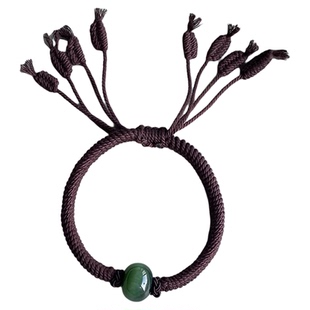 天然和田玉碧玉猫眼手绳算盘珠子散珠玉石手串男女款单圈手链简约