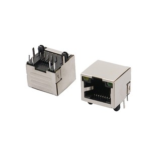 RJ45网络插座56-8P8C带灯带屏蔽卧式RJ45网口连接器水晶头RJ母座