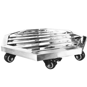 不锈钢八角形花盆托盘带万向轮盆景移动底座滚轮底盘重物托架花盘