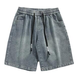 ULTIMATE GOAL 星空纹牛仔短裤潮牌痞帅宽松直筒五分裤子