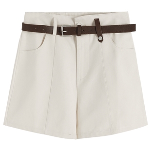 休闲高腰阔腿短裤女夏季2025新款宽松显瘦裤子中裤白色五分裤薄款