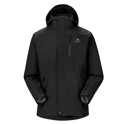 [3514系列]骆驼户外幻影黑冲锋衣男三合一暴雨级防水登山服外套女