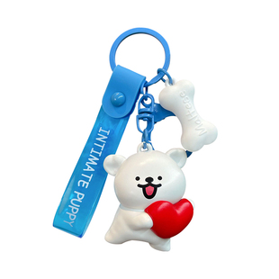 2024年新款线条小狗汽车钥匙扣链精致女款男士情侣书包挂件小挂饰