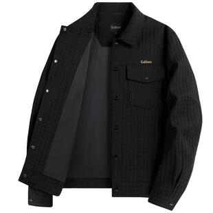 【千鸟格肌理】卡宾夹克男秋季潮牌衬衫翻领纯色潮流高级工装外套