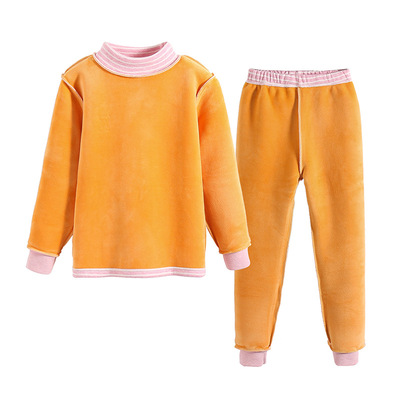 儿童内衣套装加绒加厚中领磨毛