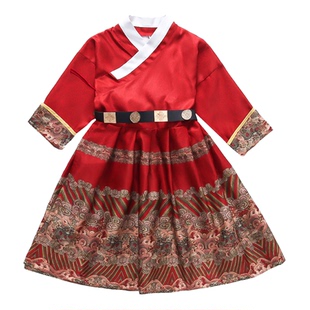 明制儿童古装汉服男童锦衣卫服飞鱼服秋款武侠蟒袍帅气长袍演出服