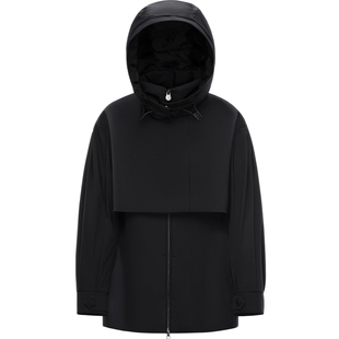 波司登奥莱冬女设计师时装周短款风衣英伦时尚休闲脱卸帽厚羽绒服