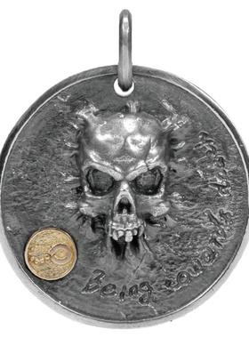 wuyin无垠骷髅925银复古金属吊坠