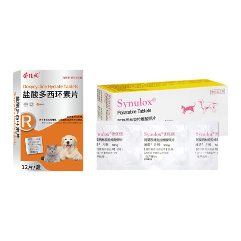 速诺消炎片猫鼻支治疗药阿莫西林多西环素片猫咪狗用感冒药犬窝咳