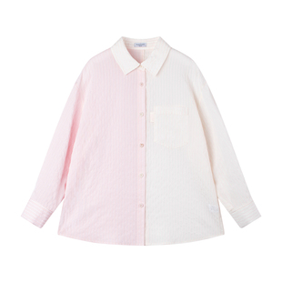 【粉椰冰淇淋】双色拼接粉白衬衫透气肌理抗皱防晒女童外套