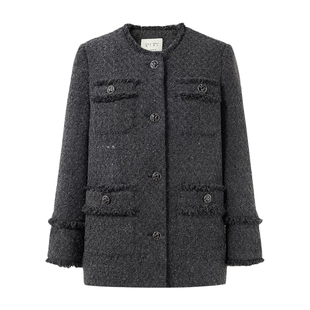 秋水伊人小香风轻薄羽绒服2025冬季新款女90白鸭绒保暖粗花呢外套