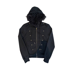 亚文化黑色连帽外套女秋冬季宫廷铆钉正肩修身卫衣视觉系上衣y2k