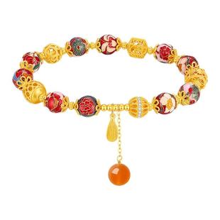 周大生东方花园国潮银手串玉髓绣球流光手链新中式本命年新年礼物