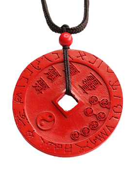 朱砂吊坠红砂五雷币挂件辰砂项链新中式民族风饰品情侣闺蜜礼物