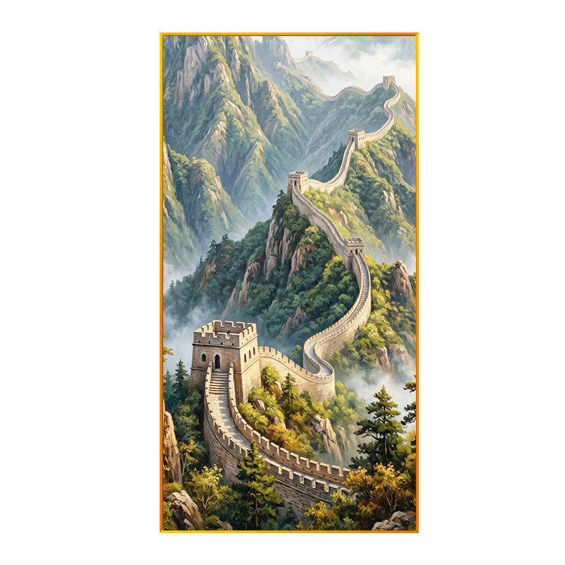 万里长城十字绣2026新款云绕青山入户玄关全绣大尺寸线绣竖版自绣