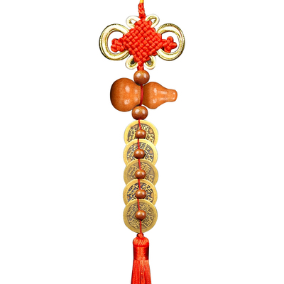 桃木葫芦铜五帝钱门对门挂件客厅