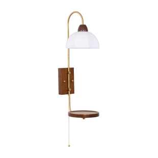 复古实木壁灯中古风卧室床头灯拉绳置物托盘客厅书房氛围灯走廊灯