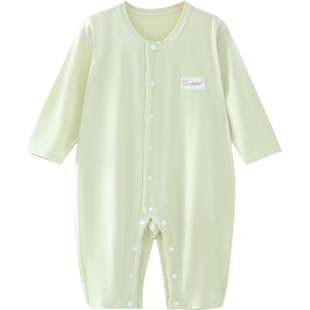 莫代尔婴儿连体衣夏季薄款长袖新生儿衣服宝宝睡衣无骨春秋爬爬服