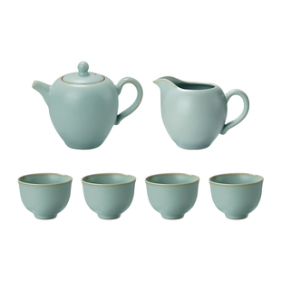 手工汝窑茶壶茶具套装家用景德镇陶瓷中式简约青瓷仿古瓷器礼盒装